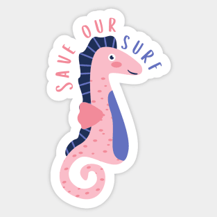 Seahorse Save Our Surf Sticker